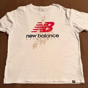 New Balance White Tee with Red Graphic